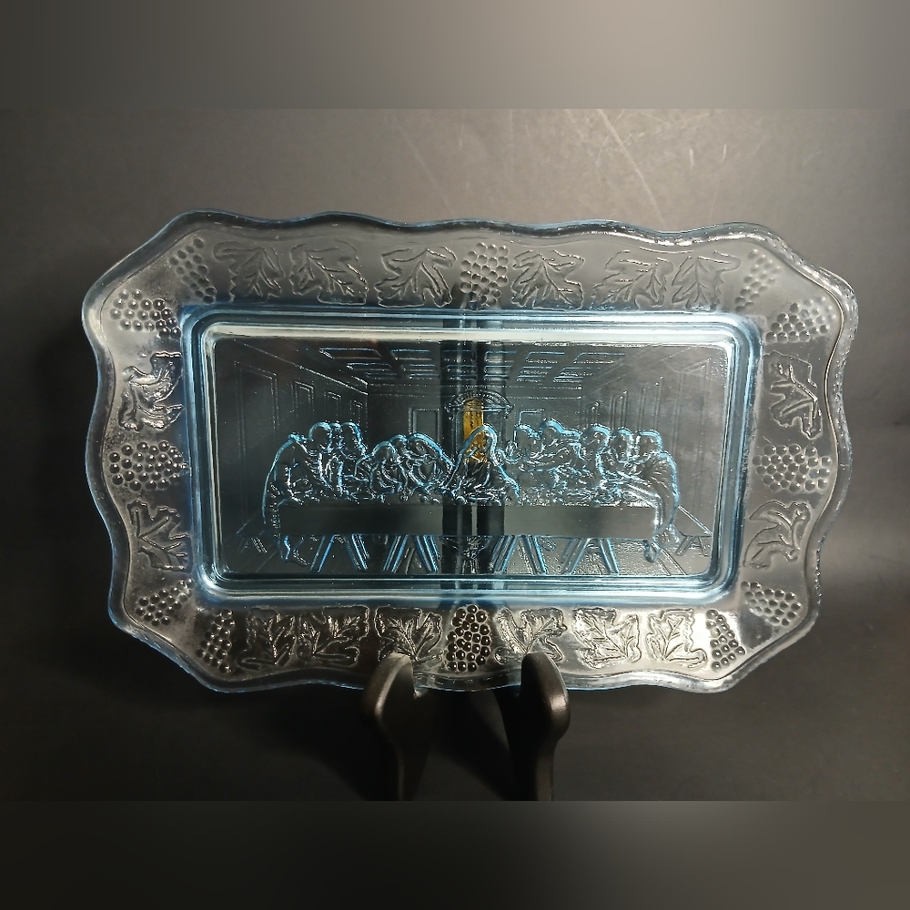 Elegant Blue Glass Art Platter